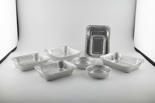 foil containers plain in studio background