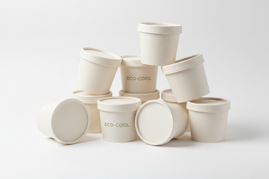 white kraft ice cram takeaway's in studio back ground