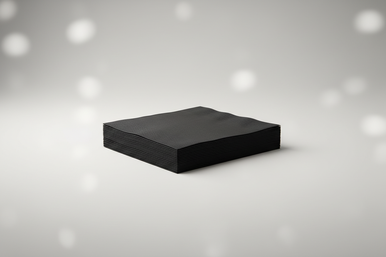 black coloured paper napkins in studio background