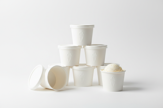 Ice Cream Cups small takeaway kraft white in studio background