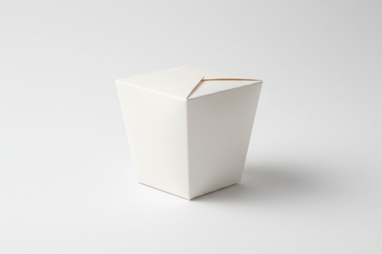 noodle box white takeaway without steel handles plain in studio background