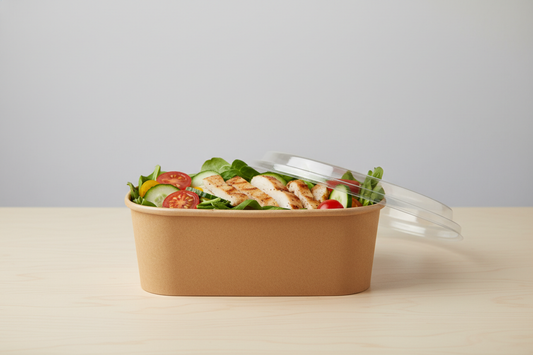 rectangular deli kraft bowl takeaway plain in studio background