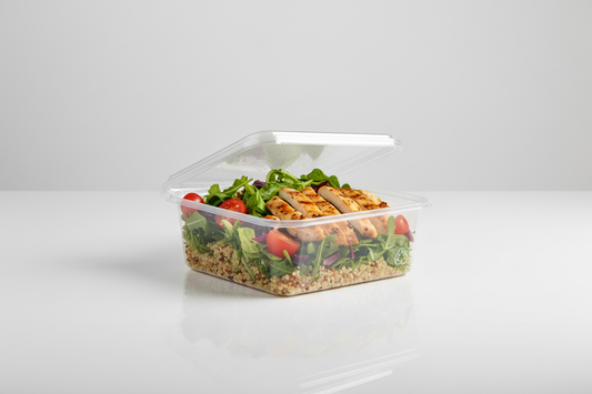 rectangular plastic takeaway container in studio background