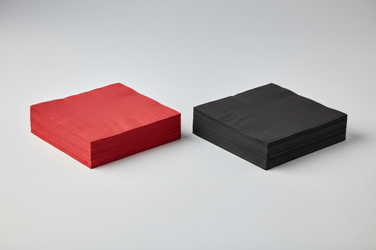 red and black paper napkins in studio back ground