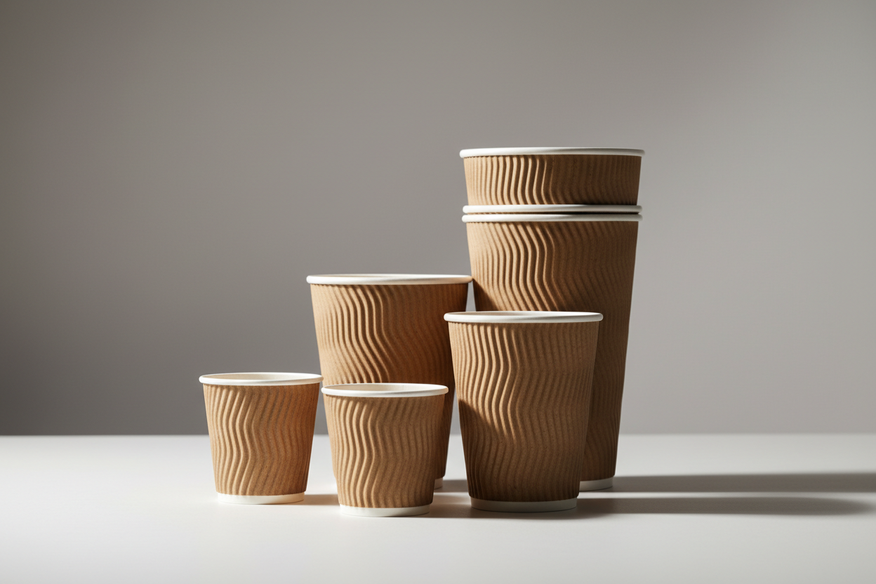 rippled wall design cups takeaway in studio background