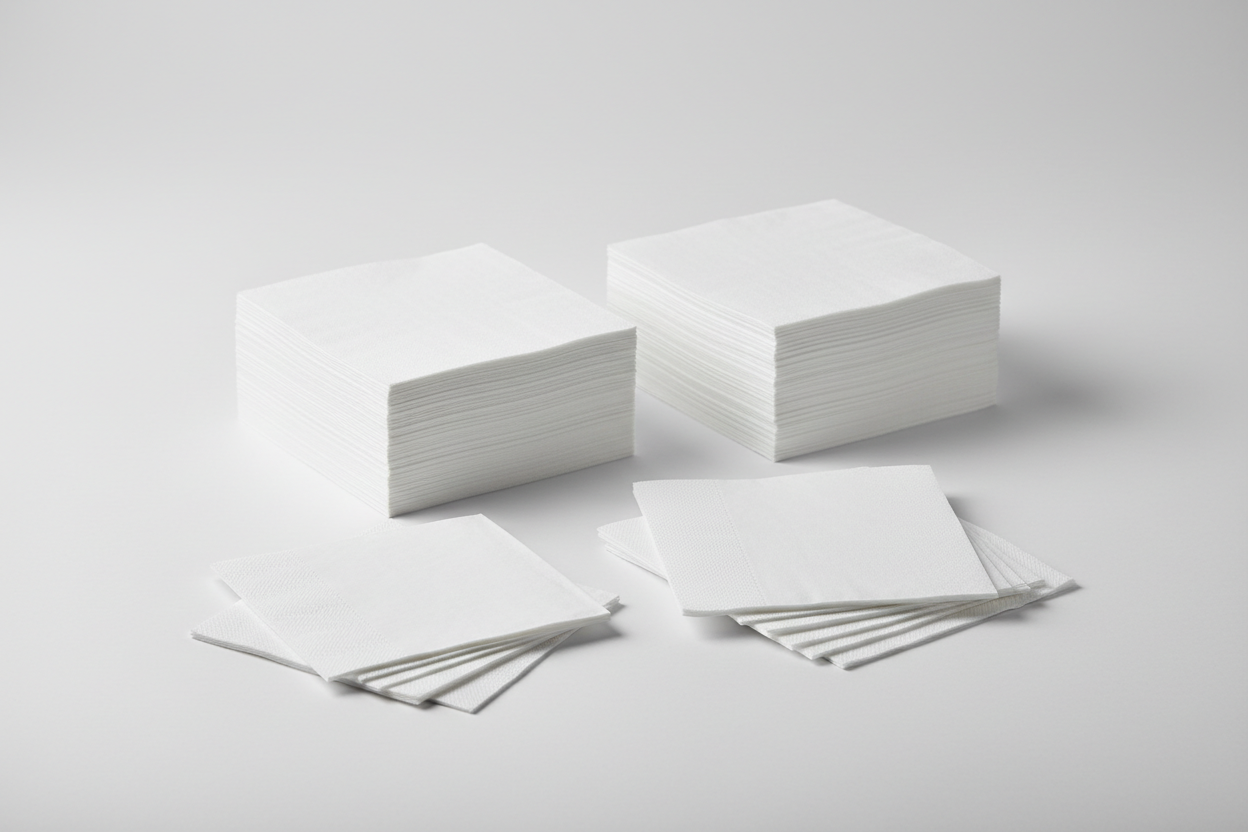 white napkins takeaway in studio back ground